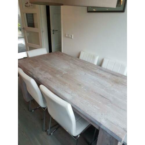 White wash Steigerhout eettafel