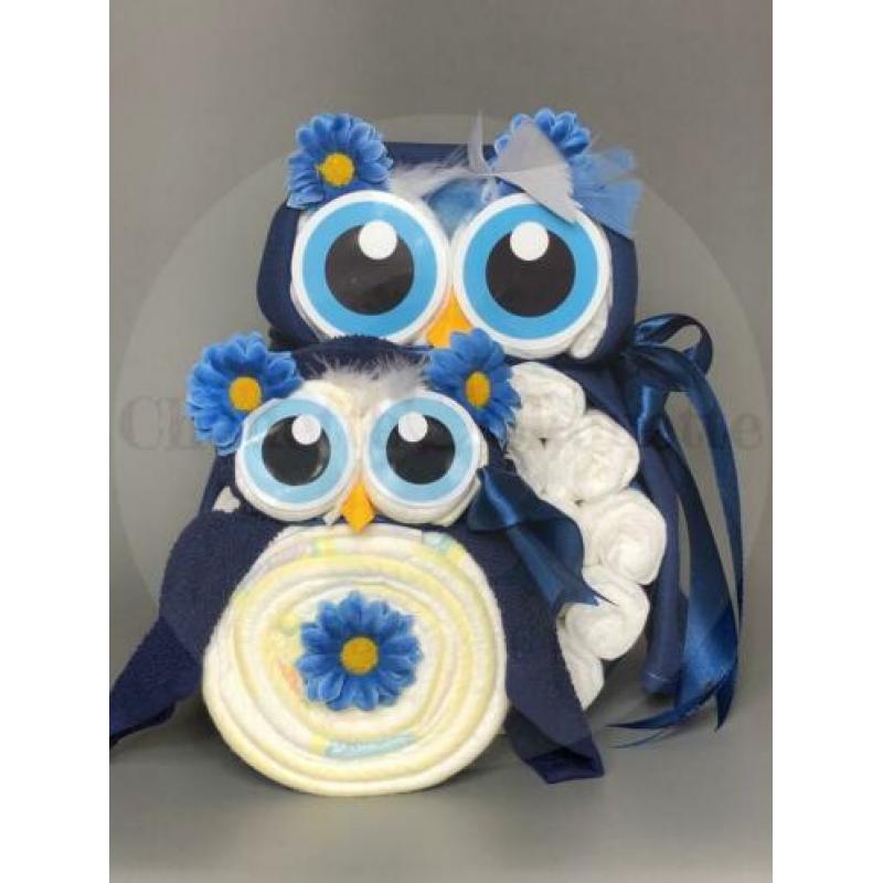 Gratis verzending Luiertaart Uil Luieruil Set Navy Blauw