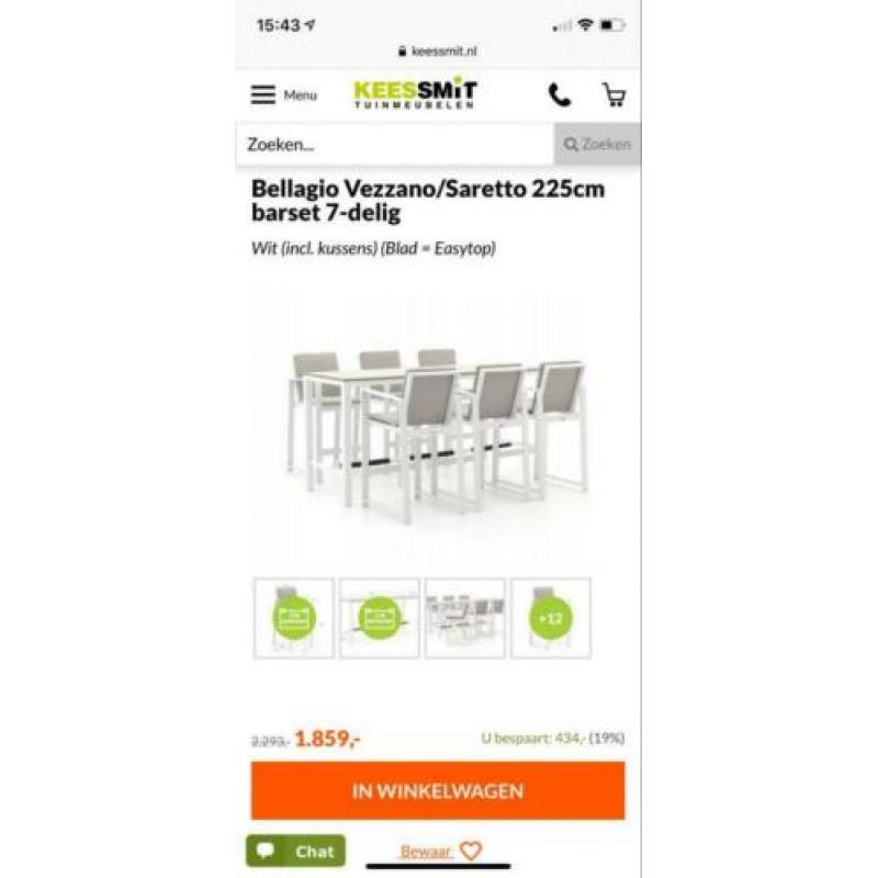 5 maanden oude Bellagio Vezzano 7 Delige Barset, wit, 225 cm