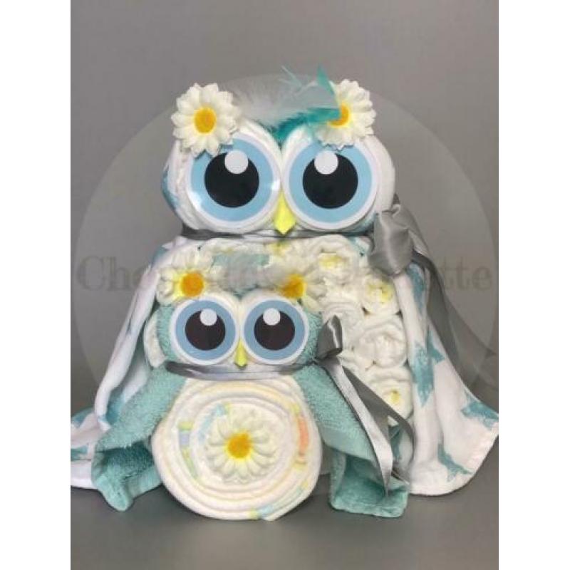 Gratis verzending Luiertaart Uil Luieruil Set Navy Blauw