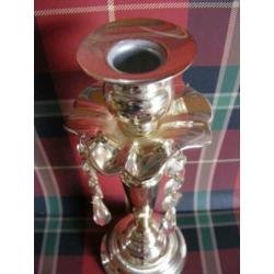 Kandelaars met glas druppels Twee zilver kleurige