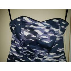 Strapless blauwe jurk maat 38 h&m