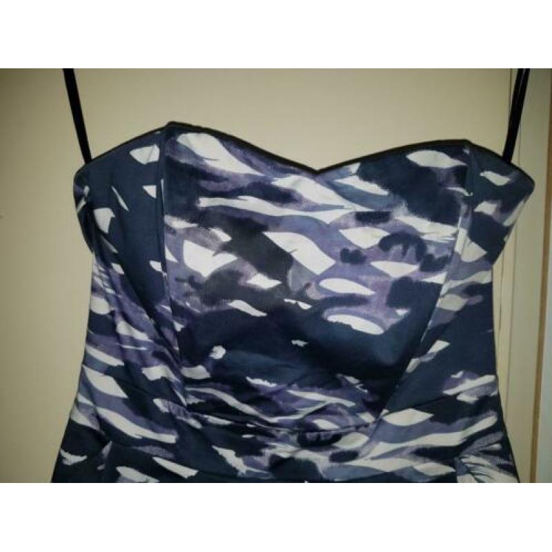 Strapless blauwe jurk maat 38 h&m