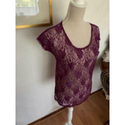 Paarse kanten blouse maat M
