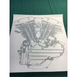 muursticker o.a. shovelhead en panhead met of zonder text