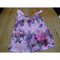 Z.g.a.n. roze gebloemd voile topje, maat M
