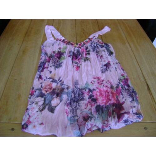 Z.g.a.n. roze gebloemd voile topje, maat M