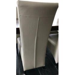 6 witte leren eetkamerstoelen