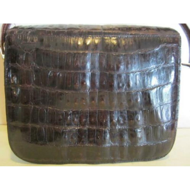 Vintage bruine krokodillen leren handtas kroko 58