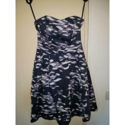 Strapless blauwe jurk maat 38 h&m
