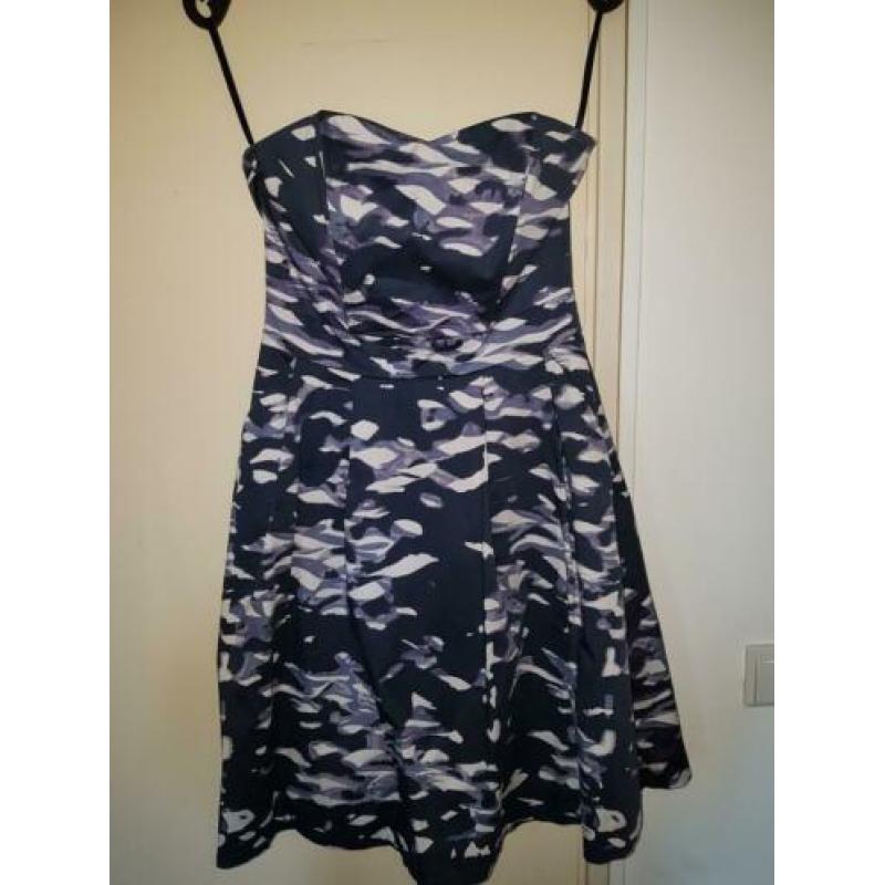 Strapless blauwe jurk maat 38 h&m