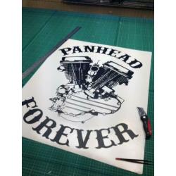 muursticker o.a. shovelhead en panhead met of zonder text