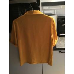Oker gele blouse met korte mouwen en kraag, ONY, maat 36