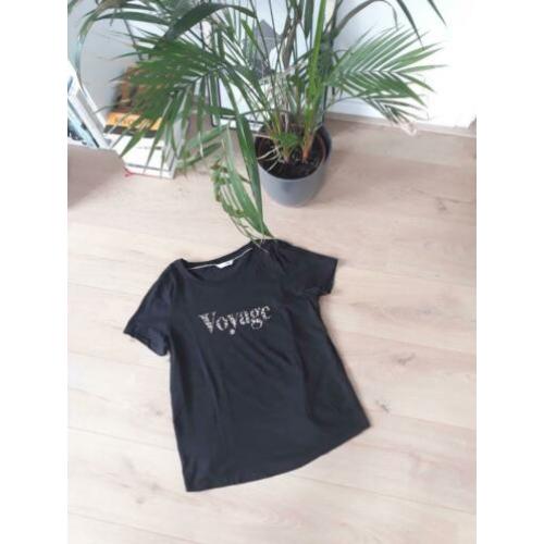 Zwarte top t-shirt met panterprint opdruk Pigalle maat L