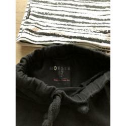 Noeser setje zwart broek en shirt met zwarte strepen maat 62