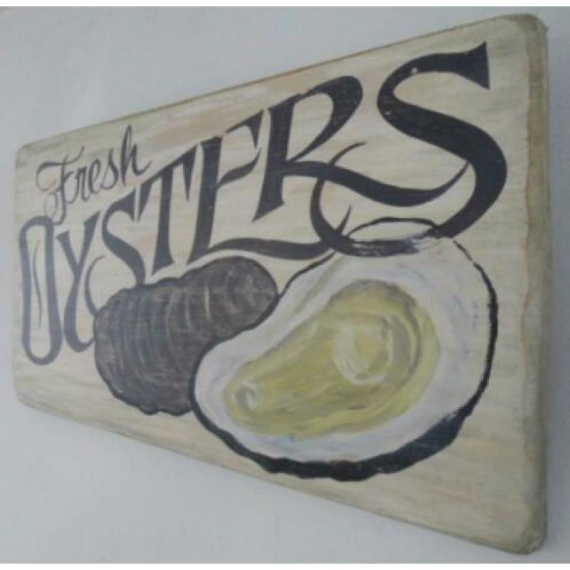 Handgeschilderd reclamebord oester/Kreeft/vis winkel/garnaal