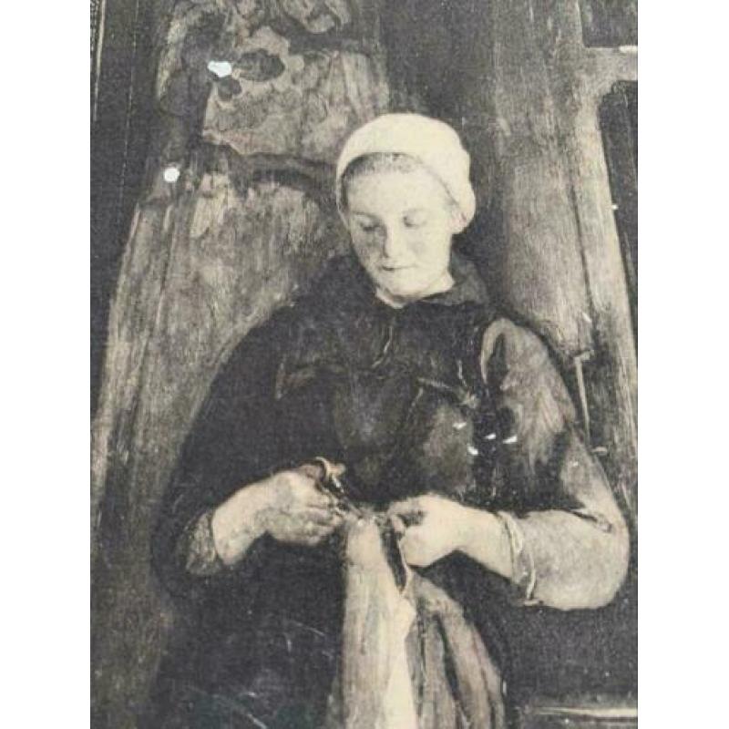 Antieke Prent 1907 C. Bisschop Zonnig Plekje AFM vel 46x36cm
