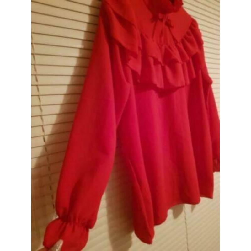 Z.G.A.N rode blouse/top met kol