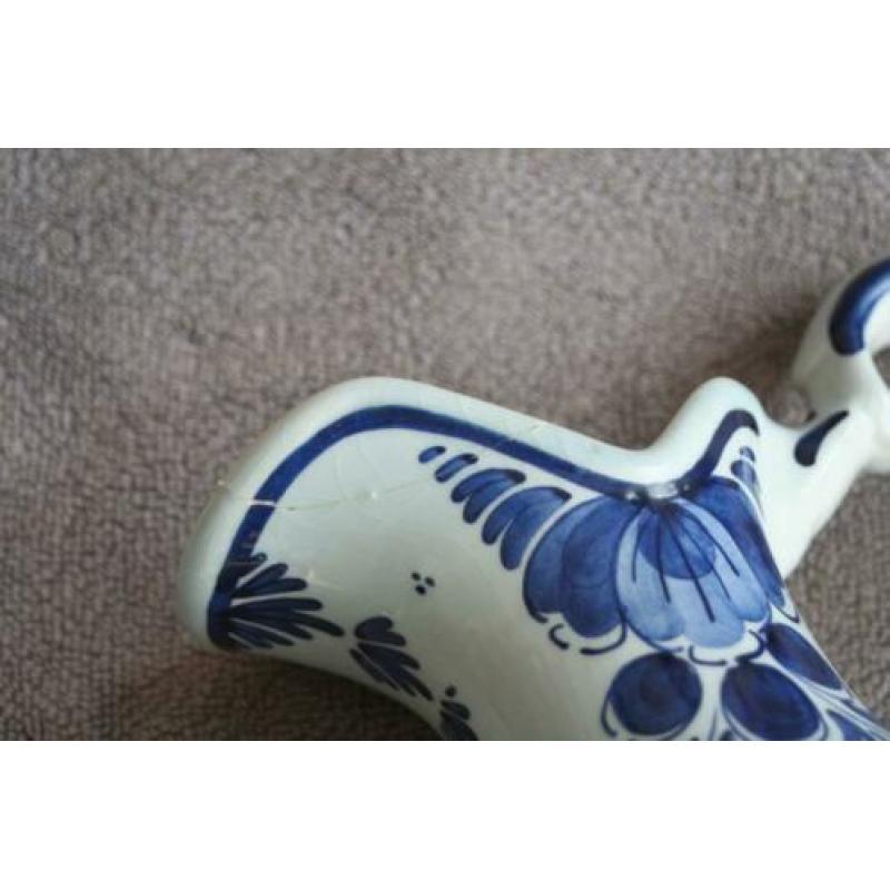 Antieke mooie Kruik DELFT afbeelding van bloemen kleur wit