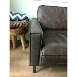 Driezits bank bruin leder