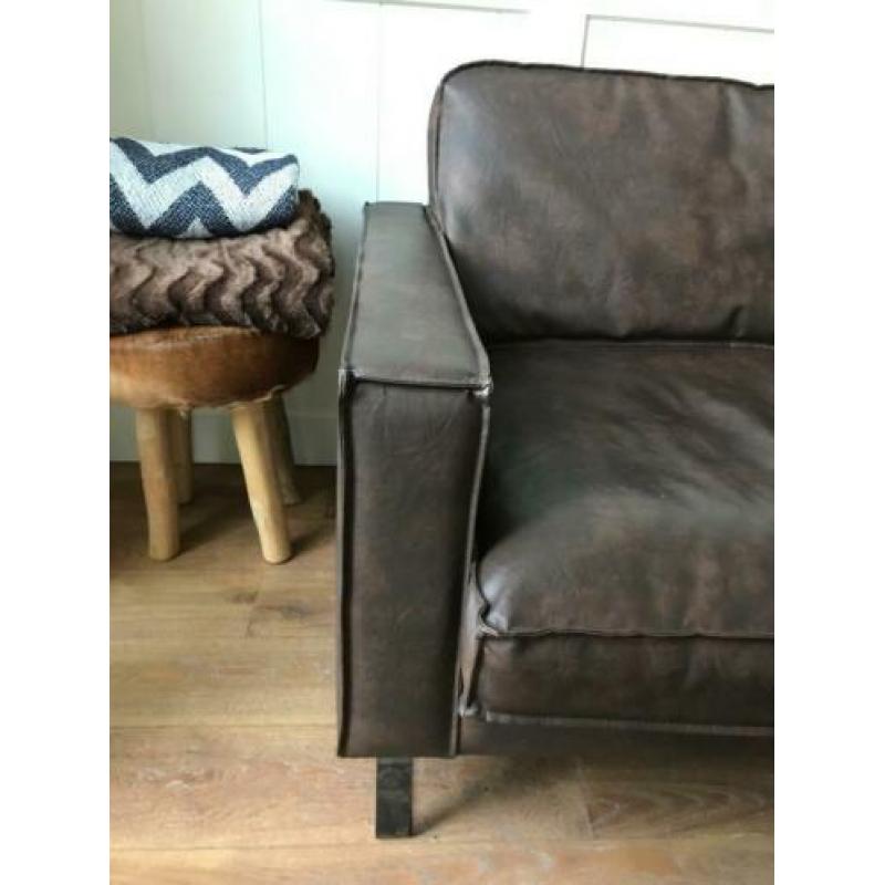 Driezits bank bruin leder