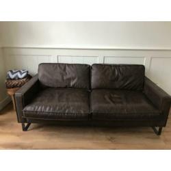 Driezits bank bruin leder