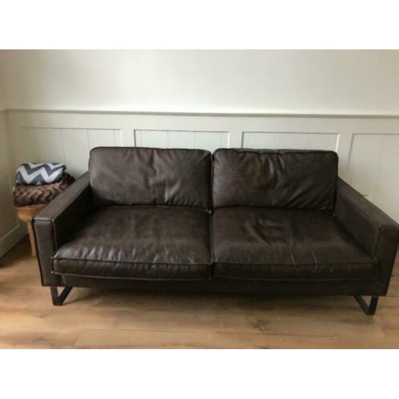 Driezits bank bruin leder