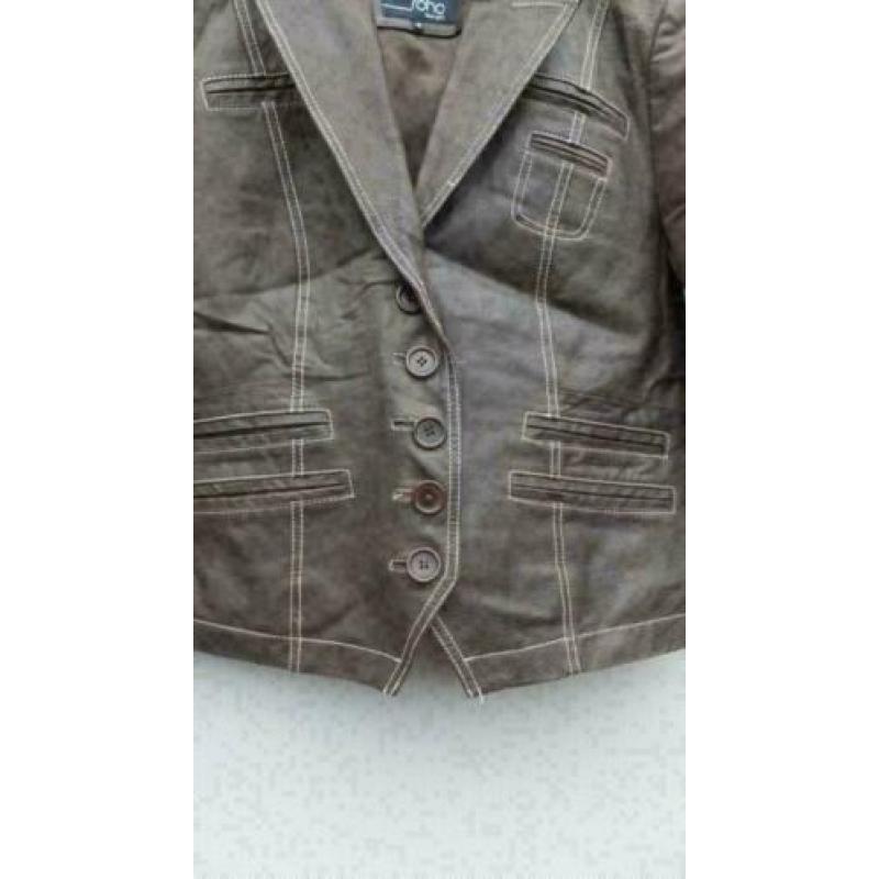 Soho sportieve bruin schuur lederen jas mt 40