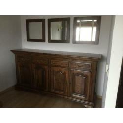 Dressoir Donker Eiken met 3 spiegels