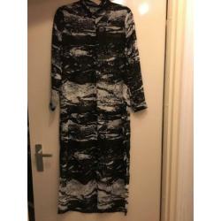 Zara maxi luchtige blouse- jurk zwart wit lang m 38 zgan
