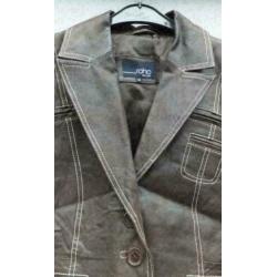Soho sportieve bruin schuur lederen jas mt 40