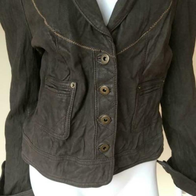 4003 D.bruin echt leren jasje blazer SILVER CREEK; Mt=40"