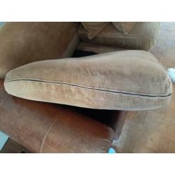 2 1/2 zits bruin half leren/ stoffen bank