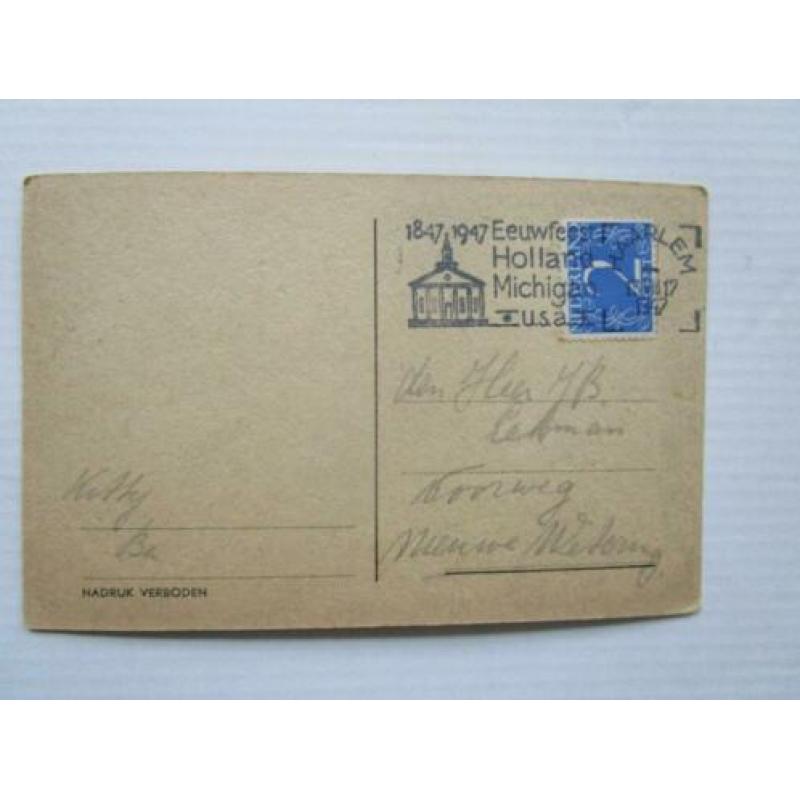 Ansichtkaart groeten uit Haarlem Amsterdamsche poort 1947