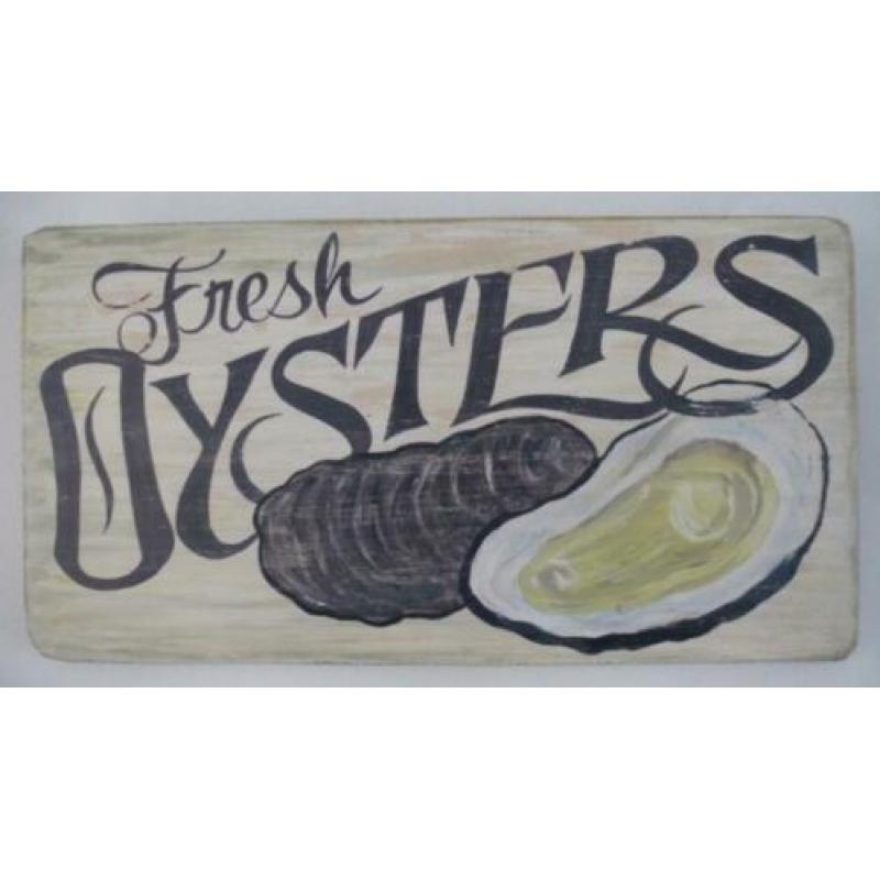 Handgeschilderd reclamebord oester/Kreeft/vis winkel/garnaal