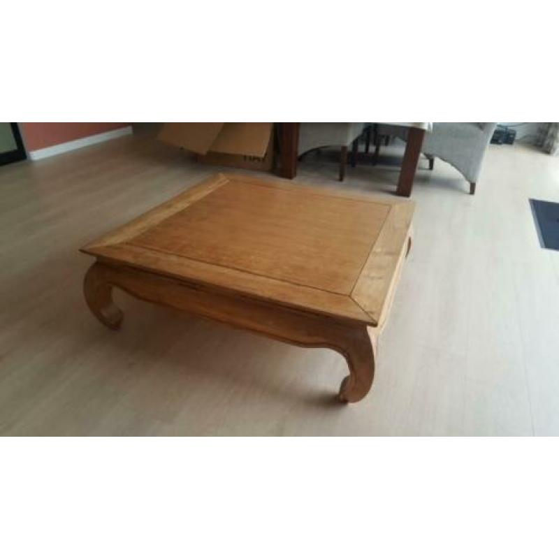 Teak houten opium tafel 1m x 1m x 0.35m