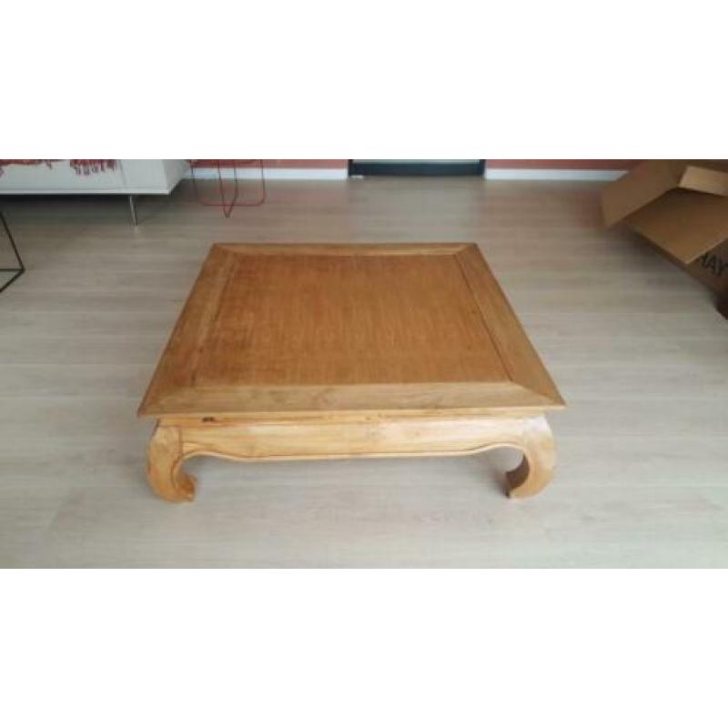 Teak houten opium tafel 1m x 1m x 0.35m