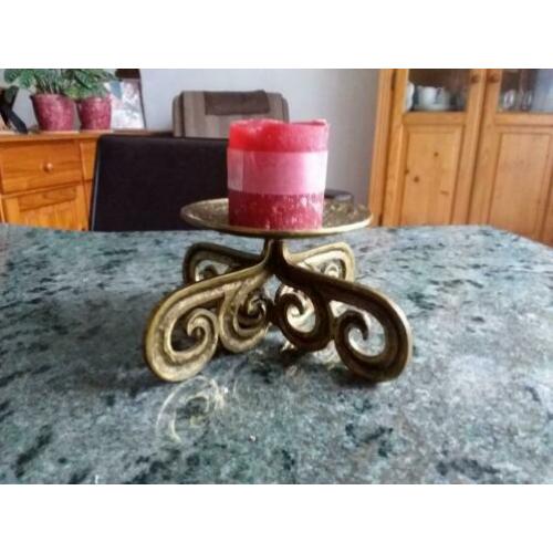 Messing koperen zware kandelaar bijzonder exemplaar