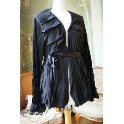 Zwart apart vest Nieuw! met fluwelen mouwen beetje Gothic