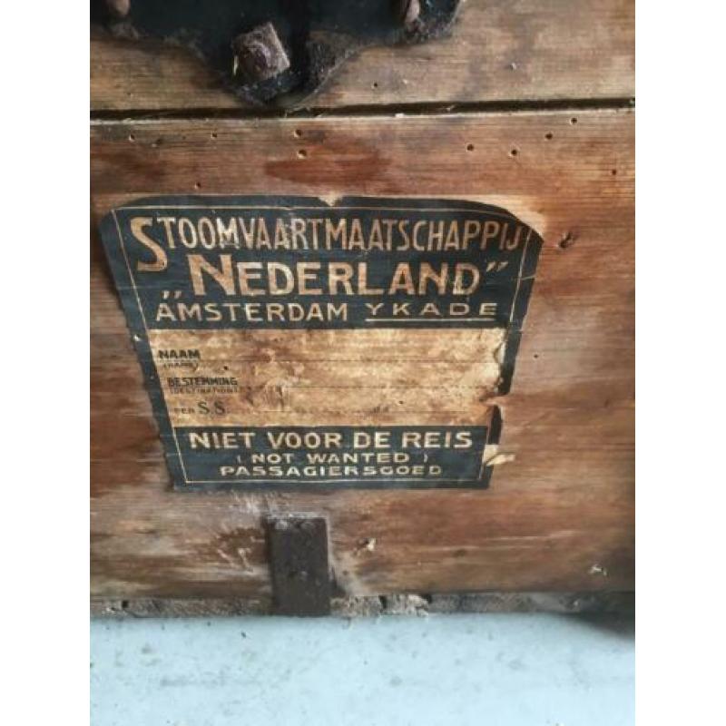 Houten dekenkist stoommaatschappij Amsterdam