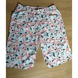 Ulla Popken korte broek met print linnen - viscose mt 50-52