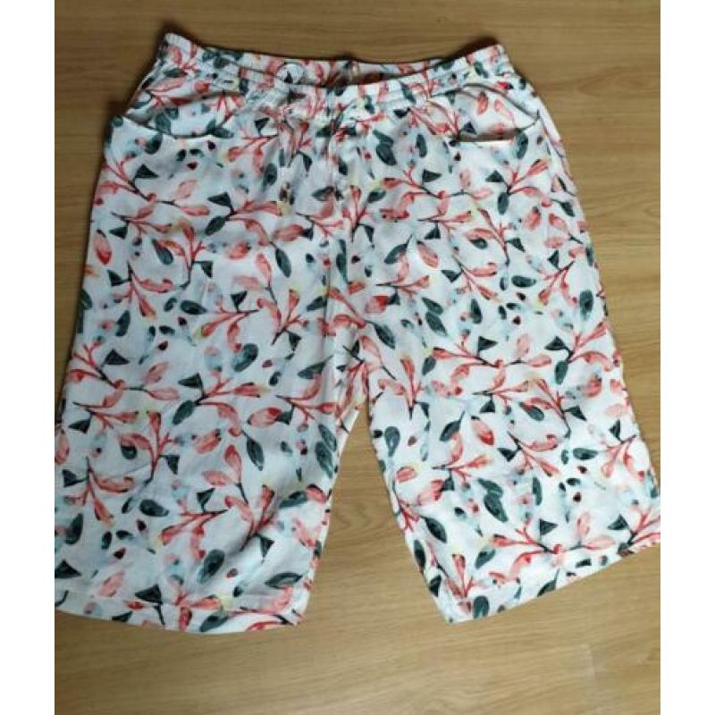Ulla Popken korte broek met print linnen - viscose mt 50-52