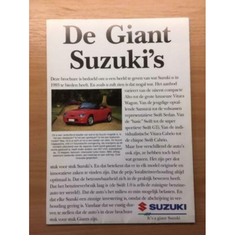 Autofolder/Brochure Suzuki modellen 1993 16 pagina's/poster