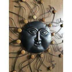 Prachtig mooi decoratief metalen wandornament, DE ZON