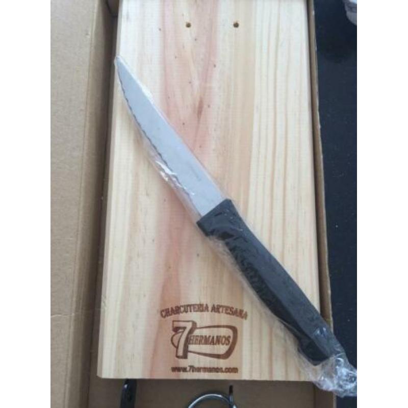 Originele blank houten tapas plank met scherp mes nieuw