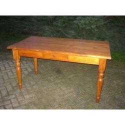 eettafel, massief grenen eettafel, tafel met gedraaide poten