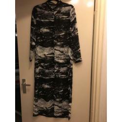 Zara maxi luchtige blouse- jurk zwart wit lang m 38 zgan