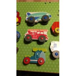 Houten autootjes 8 stuks