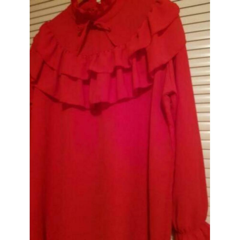 Z.G.A.N rode blouse/top met kol