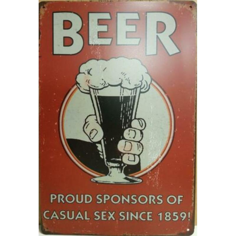 bier proud sponsor of casual Sex reclamrbord wandbord metaal